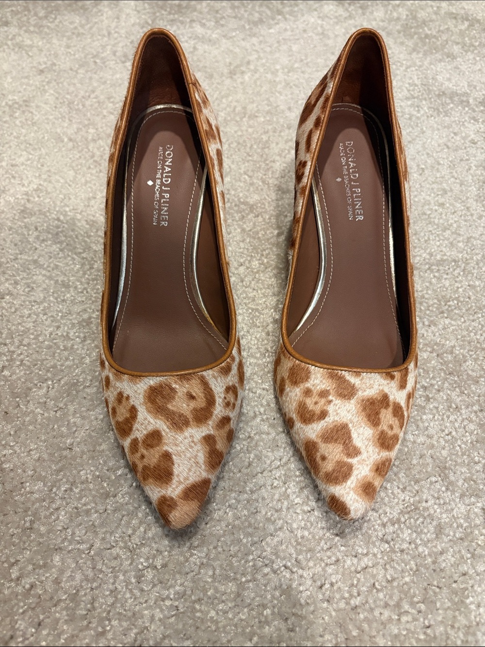 Donald J. Pliner Pointed Leopard-Print heels in Brown and Cream